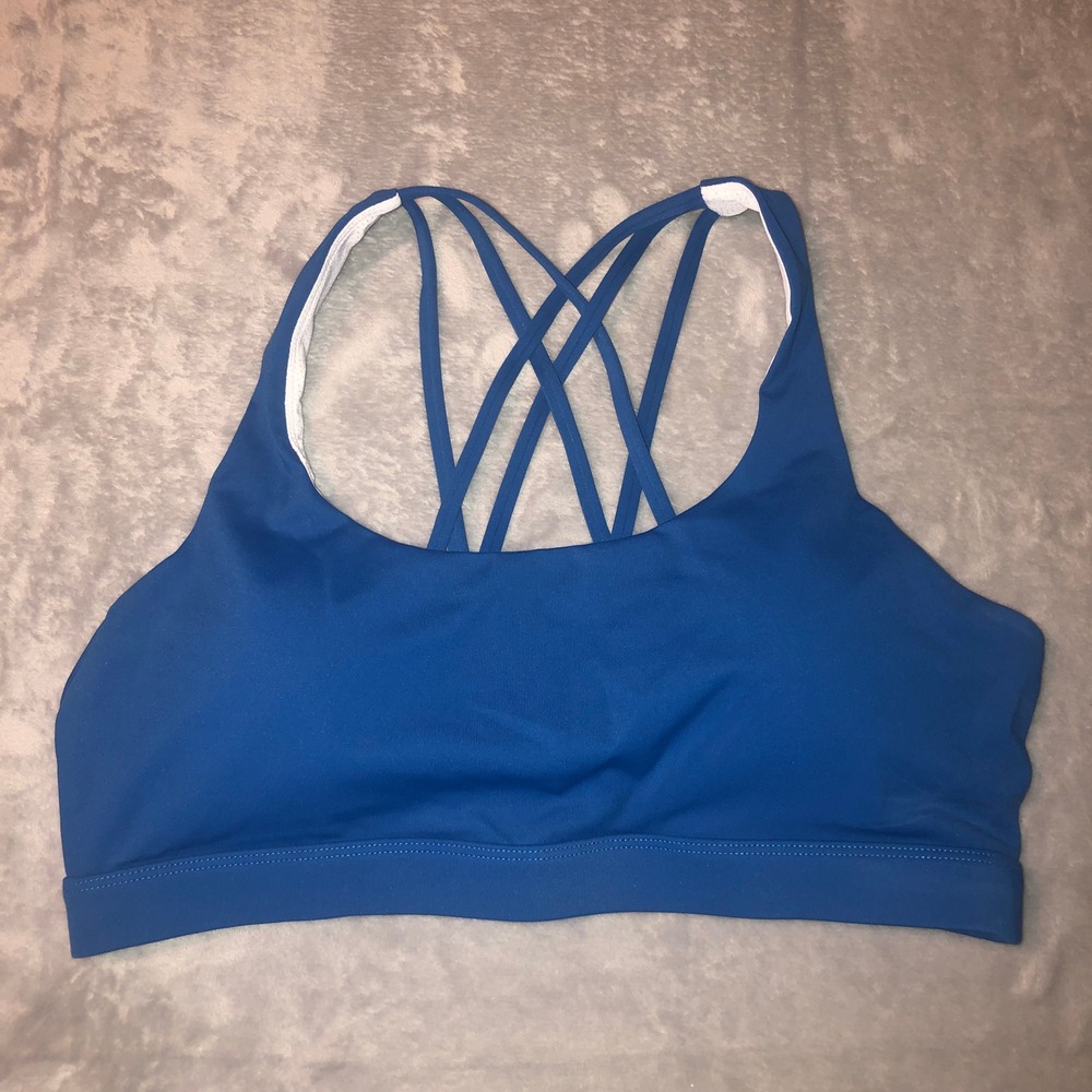 Running Girl Strappy Medium Impact Sports Bra Women's Size XL Royal Blue New
